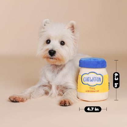 CHEWFFON Dog Enrichment Toys, Interactive Mayonnaise Jar Puzzle, Snuffle Toy for Mental Stimulation, Hide and Seek Crinkle Toy for All Dog Sizes - style: Mayonnaise