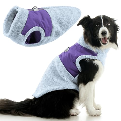 Gooby Zip Up Sherpa Vest - Slate Gray, Large - Two Tone Fuzzy Fleece Dog Sweater with Built-in Harness and Extra Security for Small Dog and Medium Dog - color: Slate Gray, size: Large (~22.75")