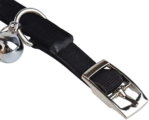 CHUKCHI Soft Velvet Safe Cat Adjustable Collar Bling Diamante with Bells,11 inch for Small Dogs and Cats (Black - 2 Pack) - color: Black - 2 Pack