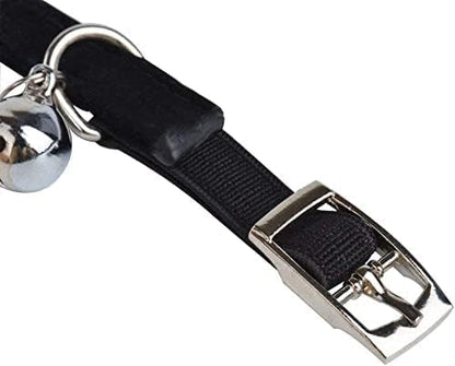 CHUKCHI Soft Velvet Safe Cat Adjustable Collar Bling Diamante with Bells,11 inch for Small Dogs and Cats (Black - 2 Pack) - color: Black - 2 Pack