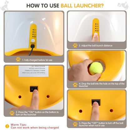 MEKAPLE Automatic Dog Ball Launcher, Dog Ball Thrower with 15 Mini Tennis Balls Sizing 2 Inch and Mesh Bag, Interactive Dogs Toys Tennis Balls Launcher for Small Dogs with 3 Distance Settings - color: Orange