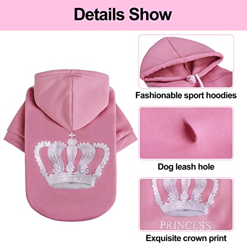 EXPAWLORER Princess Dog Soft Hoodie Sweater Fleece Sweatshirt Cold Weather Pet Clothes, Pink, Small Dog - color: Pink(Prinecss), size: Small
