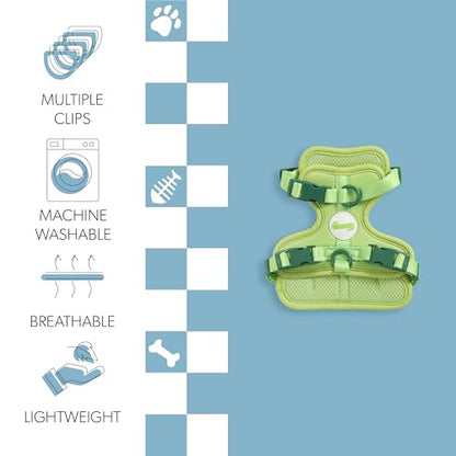 HNS1000B Arlo Extra Small Adjustable Soft Padded No Pull Pet Harness with 3 Buckles and 3 Leash Clips, Mojito - color: Light Green, size: X-Small (Chest: 11.8 - 17")