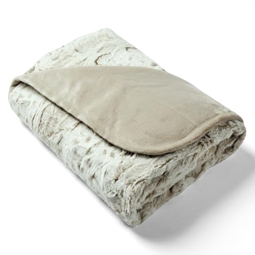 Waterproof Dog Blanket for Cats & Dogs, Washable Couch Cover, Reversible Furniture Protector Blanket, Large Soft Sherpa Fleece, Couch Protector, Pet Throw Blankets, 60" x 70" - color: Snow Leopard - Cream, size: 60 x 70 x .5