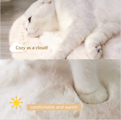 SHENGOCASE 2-Pack 14" Round Faux Rabbit Fur Cat Dog Bed Cushion Pad Mat, Cat Tree Tower Replacement Cushion Pad for Window Perch Carrier House Cage Crate Kennel Furniture - color: Cream, size: 14"