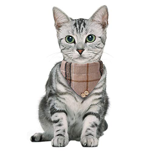 Faleela Breakaway Cat Collar with Bells - 2 Pack Cat Collar with Bells, Cat Collars with Bandana, Accessories for Pet Collars, Adjustable for Cats and Small Dogs - color: Brown bow+bandana
