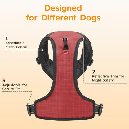 No Pull Dog Harness, No Chock Reflective Adjustable Soft Padded Pet Vest with Easy Control Handle, Easy Wearing with Stylish, Reinforced Knot, 2 Buckles - color: Antique Rose, size: X-Small