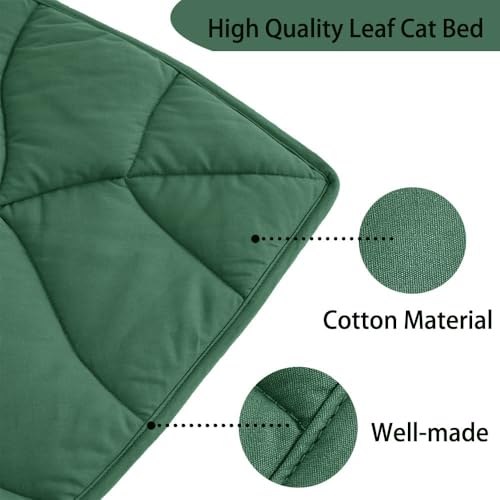 Letalong 30 X 20 Inch Leaf Shaped Cotton Cat Bed Pad, Warming Cat Mat, Pet Warming Pad for Cats, Warmer Mat for Feral and Indoor Cats, 2025 Enlarged and Thickened Leaf Beds - color: Green-02