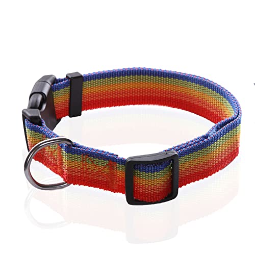 SALO Nylon Dog Collar, Adjustable Dog Collars for Medium Large Dogs, 1 Inch Wide (1" x 16-23", Rainbow) - color: Rainbow, size: 1"x 16-23"