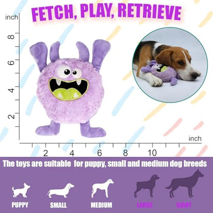 Plush Squeaky Dog Toy, Crinkle Stuffed Dog Toy Keep Them Busy Tug of War Birthday Dog Chew Toy for Small Medium Large Dogs (Purple) - color: Purple