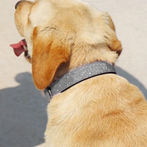TDTOK Glittering Bling Dog Collar, Comfy & Durable Dog Collar for Small Medium Large Dogs with Eco-Friendly Plastic Buckle, Adjustable Stylish Nylon Dog Collars, Fit Necks: 9.8-22.4’’ (Silver, L) - color: Silver, size: L