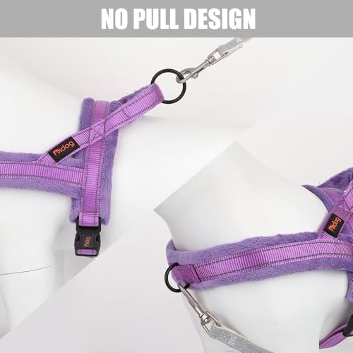 Didog Soft Flannel Padded Dog Vest Harness, No Pull/Quick Fit Reflective Dog Strap Harness, Easy for Training Walking (XS:Chest 15-18", Purple) - color: Purple, size: XS:chest 15-18"