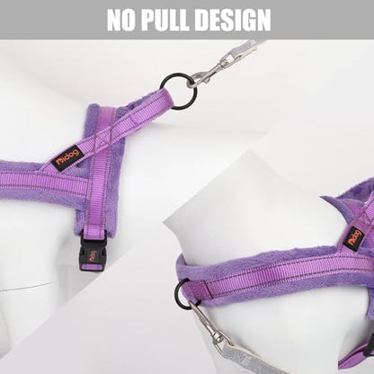 Didog Soft Flannel Padded Dog Vest Harness, No Pull/Quick Fit Reflective Dog Strap Harness, Easy for Training Walking (XS:Chest 15-18", Purple) - color: Purple, size: XS:chest 15-18"