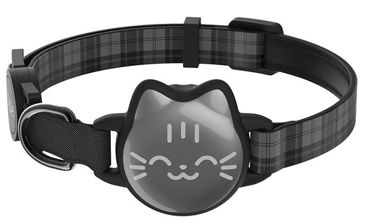 Waterproof Airtag 2nd & 1st Cat Collar, Breakaway Cat Airtag Collar with Luminous & Reflective Fish Pattern, Lightweight Kitten Collars for Apple Air tag, Hidden GPS Tracker Holder for Cats, Kittens - color: Black Checkered
