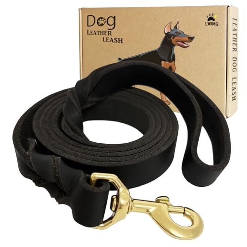 Leather Dog Leash 6ft x 1 inch, Heavy Duty Dog Training Leashes, Soft, Strong and Comfortable Braided Leather Leash for Large, Medium Dogs Black - color: Black, size: 6 ft x 1 inch