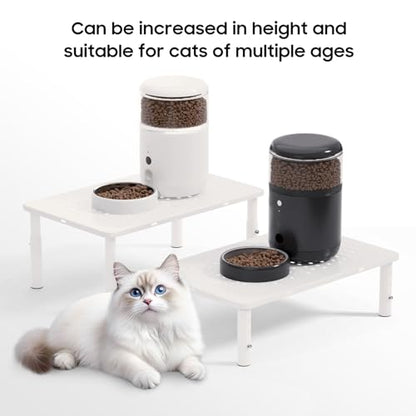 ‌WSOWX Adjustable Automatic Cat Feeder Stand - Non-Slip Elevated Holder for Cats/Puppies, Fits Most Automatic Feeders & Water Dispensers, White(Holder ONLY) - color: White