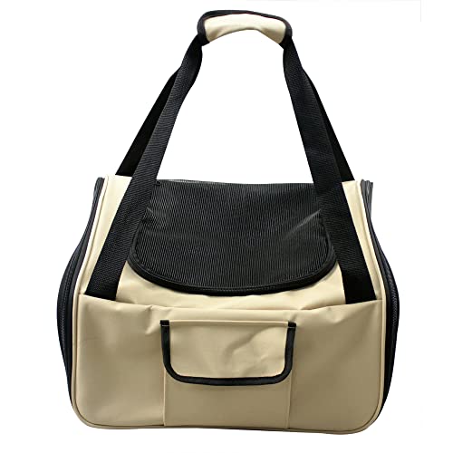 Pet Life ® 'Ultra-Lock' Collapsible Safety Travel Wire Folding Pet Carseat or Dog Car Seat Carrier with Side Pockets - color: Khaki