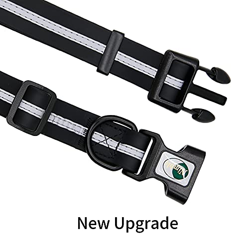 NIMBLE Dog Collar Waterproof Pet Collars Anti-Odor Durable Adjustable PVC & Polyester Soft with Reflective Cloth Stripe Basic Dog Collars S/M/L Sizes (Medium (11.81”-18.5”inches), Black) - color: Black, size: Medium (11.81”-18.5”inches)