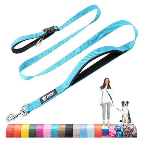 TSPRO Tactical Hands Free Dog Leash, Heavy Duty Adjustable with Padded Handle & Metal Safety Clasp for Walking Running Hiking Training, Medium & Large Dogs (Blue 25) - color: Basic Blue, size: for Medium to Large Dogs