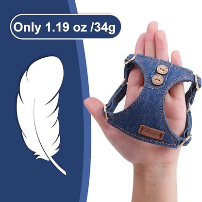 No Pull xs Dog Harness with Multifunction Dog Leash,Soft Adjustable No Choke Escape Proof Pet Harness Vest,Denim Blue,XS - color: Button-Denim Blue, size: XS