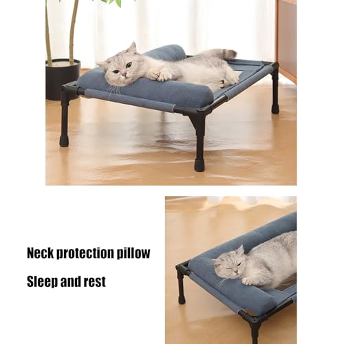 Dog Cot - Breathable Elevated Dog Cooling Bed, Washable Pet Sofa for Sleeping Play | Summer Hot Weather Puppy Senior Kitty Bunny Home Bedroom Living Room Offices Patio Backyard - color: Blue