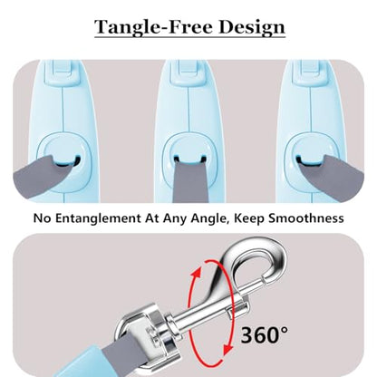 Retractable Dog Leash, 16Ft/5M Light Weight Retractable Leash for Small Medium Dogs/Cats Up to 50lbs, Strong Nylon Tape 360° Tangle-Free One-Hand Brake (Blue) - color: Blue