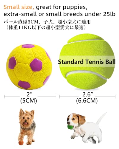 SCHITEC Dog Toys Squeaky, [4 Pack] Interactive Puppy Ball Toy, 2'' Soft Latex Rubber Fetch Play Pet Balls for Mini Breed Small Dogs Puppies - size: Mini 2"