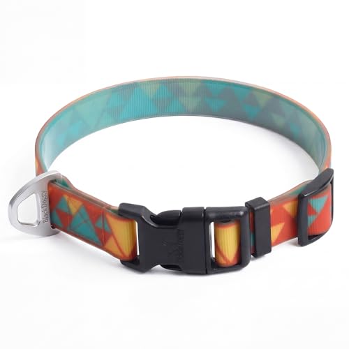 Waterproof & Odor-Free Dog Collar, Heavy-Duty D-Ring & Adjustable Fit, Pet Collar for Small, Medium and Large Dogs (S, Green and Orange) - color: Green and Orange, size: S