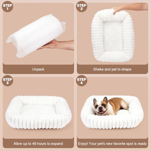 Dog Bed for Small Medium Size Dog, Washable Self Warming Dog Cat Beds for Indoor Cats Fluffy Rabbit Fur Pet Bed for Puppy and Kitten, Orthopedic Dog Cat Beds with Removable Cover & Anti-Slip Bottom - size: 28*22*8 inches