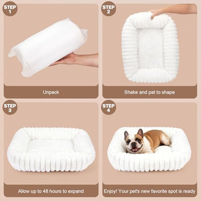 Dog Bed for Small Medium Size Dog, Washable Self Warming Dog Cat Beds for Indoor Cats Fluffy Rabbit Fur Pet Bed for Puppy and Kitten, Orthopedic Dog Cat Beds with Removable Cover & Anti-Slip Bottom - size: 28*22*8 inches