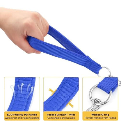 Chain Leash Metal Dog Leash Chrome Plated with Soft Padded Handle for Medium Dogs.(M, Blue Handle) - color: Blue, size: Medium