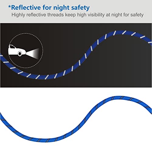 Dog Leash Heavy Duty 6ft, Double Handle Dog Leash with Padded Handle for Traffic Control, Reflective Rope Leashes for Large and Medium Dogs Control Safety Training at Night (Navy Blue) - color: Navy Blue (25 to 120 lbs)