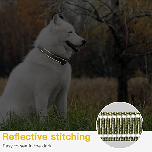 HEELE Dog Collar, Reflective Dog Collar, Soft Neoprene Padded Breathable Nylon Pet Collar Adjustable for Small Dogs, Army Green, S(10.23-14.96") - color: Army Green, size: Small (10.23-14.96")