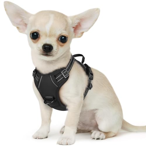 Small Dog Harness No Pull, Service Vest with Reflective Strips and Control Handle, Adjustable and Comfortable for Walking, No Choke Pet Harness with 2 Metal Rings, Black, XS - color: Black, size: X-Small