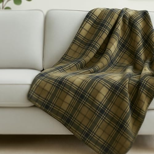 Preston II – THE Polar Fleece Throw, Super-Soft Recycled Polar Fleece Dog Blanket Couch Coat Sofa and Car Protecter for Small, Medium, Large Dogs - 40”x 50”, Olive Chesterfield Plaid, One Size - color: Olive Chesterfield Plaid