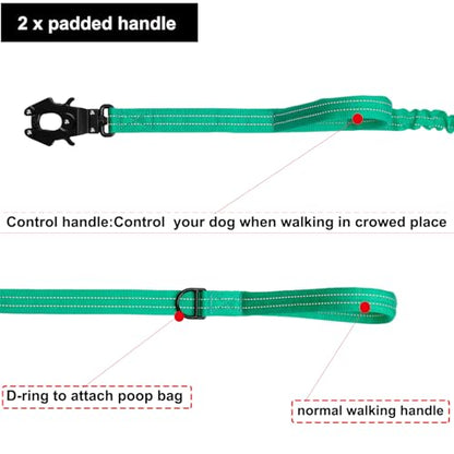 ICEFANG Tactical Dog Leash,K9 Training Walking Bungee Lead with 2 Control Handle,Heavy Duty Quick Release Metal Clasp,for Medium Large Breed (Teal, 6 FT) - color: Teal, size: 6 FT