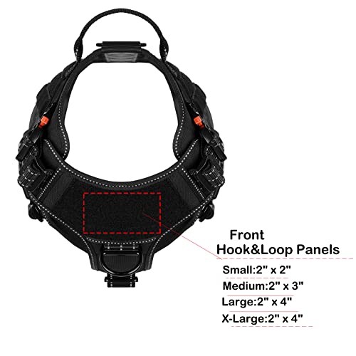 ICEFANG Tactical Dog Harness, Medium Size,2X Metal Buckle,Working Dog MOLLE Vest with Handle,No Pulling Front Leash Clip,Hook and Loop Panel (Black,M (Pack of 1)) - color: Black, size: Medium (Pack of 1)