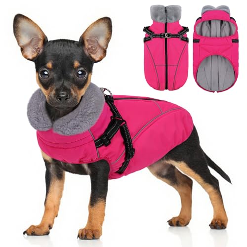 Dog Jackets for Medium Dogs, Dog Winter Coat, Reflective Pet Warm Fleece Vest for Cold Weather, Rose M - color: Rose, size: Medium
