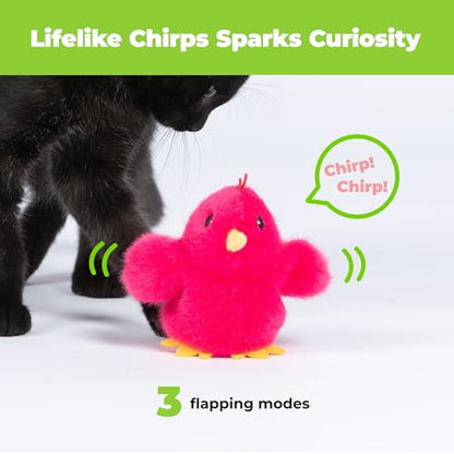 Catify Best Pet Supplies Flapping Duckling, Chick & Bird Cat Toy - Motion-Activated Wings Realistic Chirps, Catnip-Infused Plush, USB Rechargeable Indoor Cats & Kittens, Self-Play Enrichment - Fuchsia - color: Flapping Chick Fuchsia