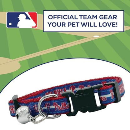 MLB CAT Collar Philadelphia Phillies Satin Cat Collar Baseball Team Collar for Dogs & Cats. A Shiny & Colorful Cat Collar with Ringing Bell Pendant - color: Philadelphia Phillies