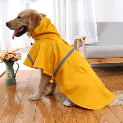 NACOCO Large Dog Raincoat Adjustable Pet Water Proof Clothes Lightweight Rain Jacket Poncho Hoodies with Strip Reflective (M, Yellow) - color: Yellow, size: Medium (Pack of 1)