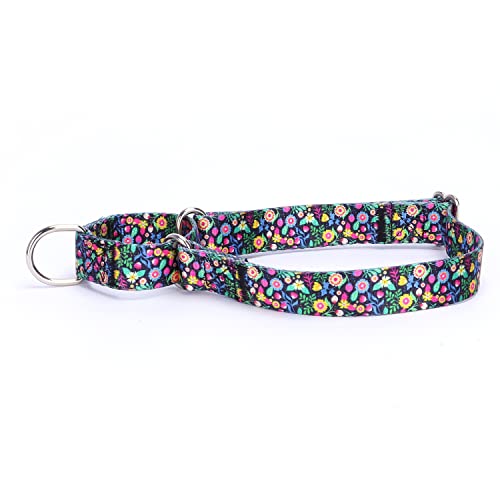 Martingale Dog Collars - Flower Multicolor Cute Patterns, Adjustable Nylon Training Dog Collar Suitable for Boy and Girl Dogs Medium Large Dogs (M, Purple) - color: Purple, size: M