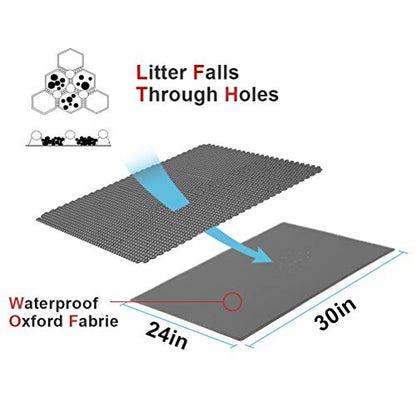 Pieviev Cat Litter Mat Double Layer Waterproof Urine Proof Trapping Mat 1 Pack (Gray, 30x24 Inch (Pack of 1)) - color: Gray