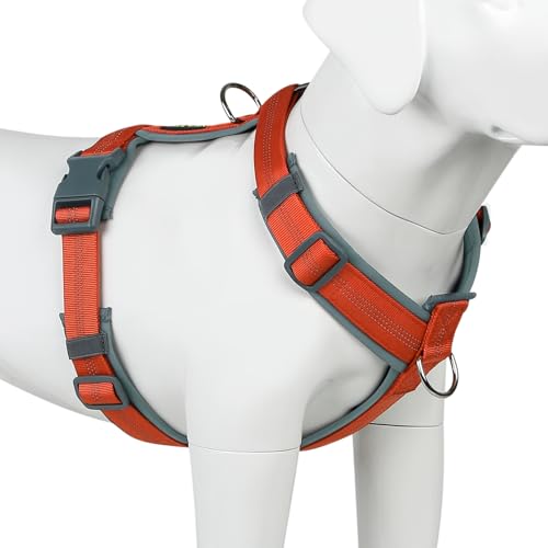 Plutus Pet No Pull Dog Harness, Adjustable Nylon Harness with Soft Padding, Reflective and Heavy Duty Dog Harness for Small, Medium, Large Dogs(Orange, XS) - color: Orange, size: XS