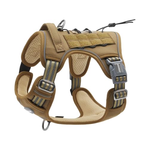 Auroth Tactical Dog Harness for Small Medium Dogs No Pull Adjustable Pet Harness Reflective K9 Working Training Easy Control Pet Vest Military Service Dog Harnesses Army Yellow M - color: Army yellow, size: M(Neck:16-22",Chest:22-33"),35-50 lbs