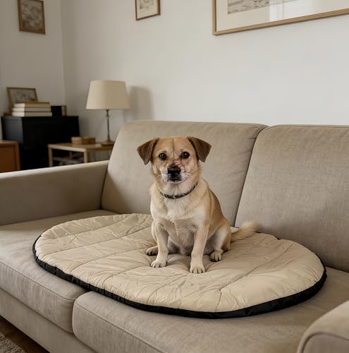 Portable Dog Travel Mat & Camping Pad, Foldable Dog Sleeping Mat with Carry Bag, Portable, Machine Washable Roll Up Pet Pad for All Breeds, Puppy, Outside, Car & Settle Mat, 33.46" x 27.26"
