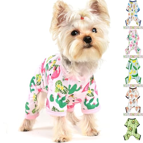 Dog Pajamas for Small Dogs, Soft Thin Pjs Jammies Cat Doggie, Summer Pet Cute Puppy Clothes Outfits Dogs Boy Girl(Flamingo,XS) - color: Flamingo, size: X-Small (Chest 11.8 in)