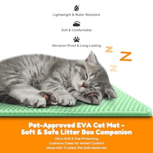 Waterproof Cat Litter Mat - New 24x16 Inch Honeycomb Double Layer Traps Litter, Waterproof & Non-Slip Floor Protector, Easy Clean, Odor-Free, Green - color: Green