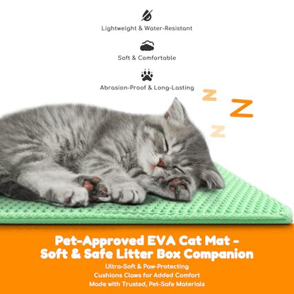 Waterproof Cat Litter Mat - New 24x16 Inch Honeycomb Double Layer Traps Litter, Waterproof & Non-Slip Floor Protector, Easy Clean, Odor-Free, Green - color: Green