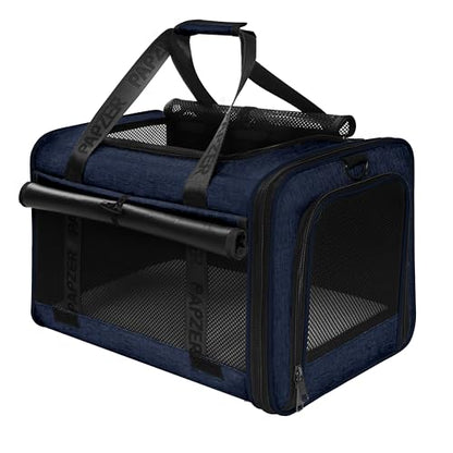 Top Loading Medium Cat Carrier with Private Curtain, Soft-Sided Small Pet Travel Crate Veterinarian, Teacup Poodle Dog Kennel Bag Suitcase Luggage Sleeve, 18x11x11 Inch Navy - color: Navy